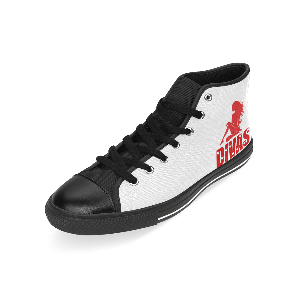 Cash Crew Divas Girls Chuck Shoes wht/red/blk High Top Canvas Shoes for Kid (Model 017)