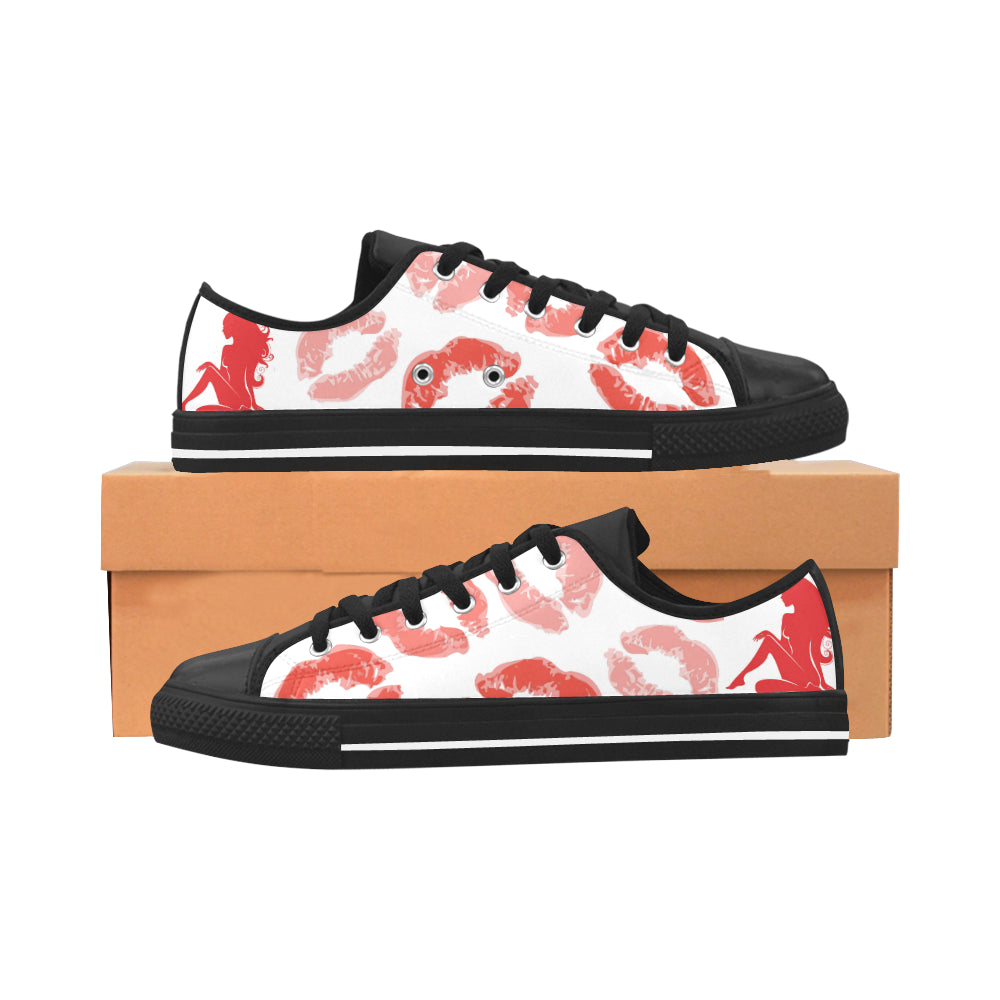 Divas Low Cut Chuck Ladies shoes(Kiss Me) Edition Aquila Microfiber Leather Women's Shoes (Model 028)