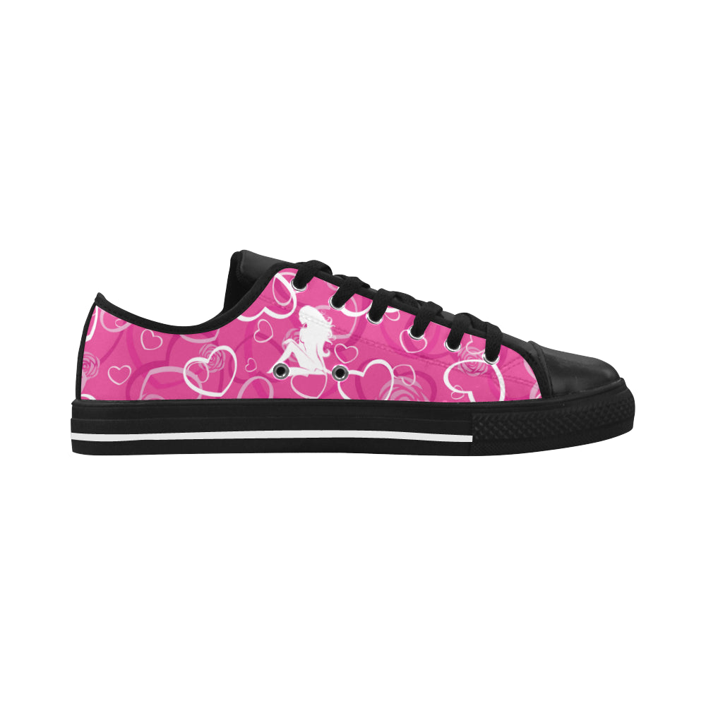 CCD Low Cut Chuck Ladies Shoes(ALL LOVE Edition)blk/pink Aquila Microfiber Leather Women's Shoes (Model 028)