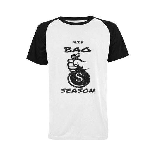 MTP BAGSEASON blk/white Men's Raglan T-shirt Big Size (USA Size) (Model T11)