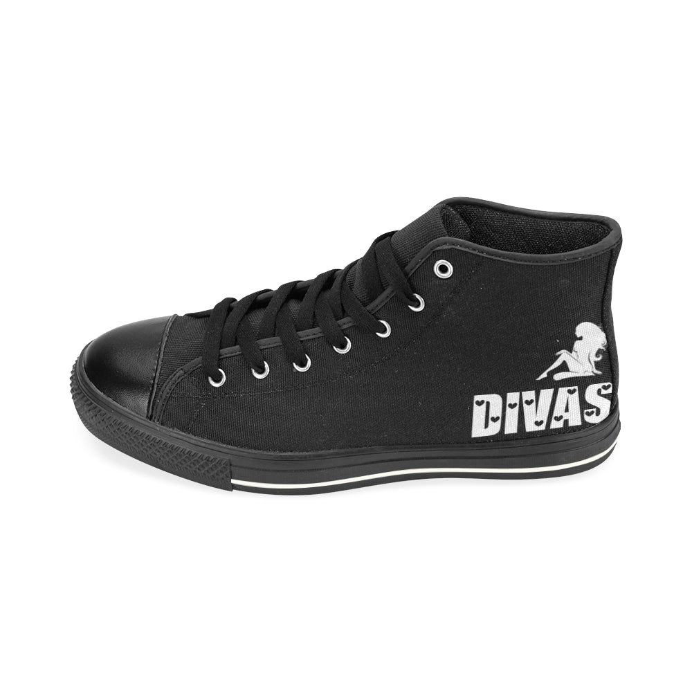 Cash Crew Divas Girls chuck shoes blk/blk High Top Canvas Shoes for Kid (Model 017)