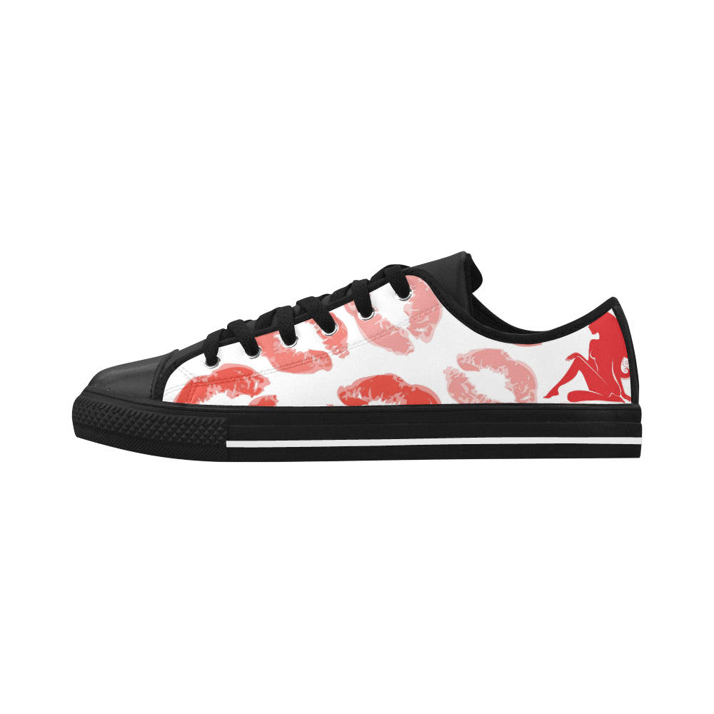 Divas Low Cut Chuck Ladies shoes(Kiss Me) Edition Aquila Microfiber Leather Women's Shoes (Model 028)