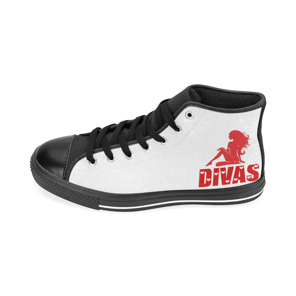 Cash Crew Divas Girls Chuck Shoes wht/red/blk High Top Canvas Shoes for Kid (Model 017)