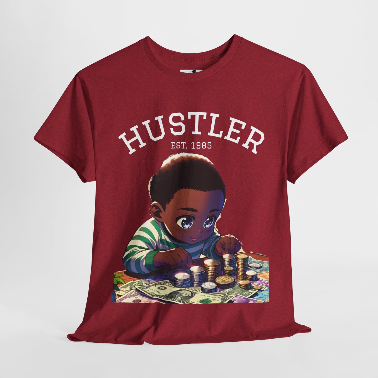 "Born Hustler" Unisex Heavy Cotton Graphic Tee