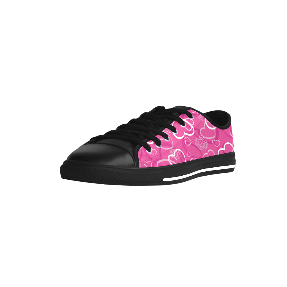 CCD Low Cut Chuck Ladies Shoes(ALL LOVE Edition)blk/pink Aquila Microfiber Leather Women's Shoes (Model 028)