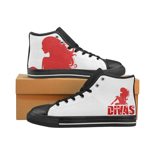Cash Crew Divas Girls Chuck Shoes wht/red/blk High Top Canvas Shoes for Kid (Model 017)