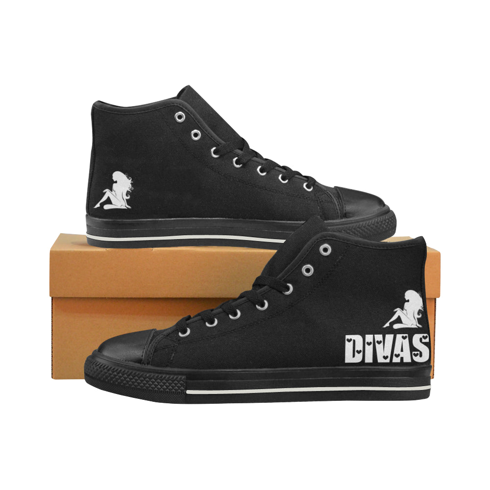 Cash Crew Divas Girls chuck shoes blk/blk High Top Canvas Shoes for Kid (Model 017)