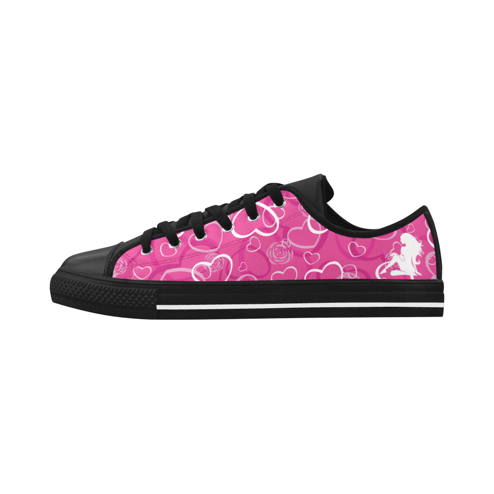 CCD Low Cut Chuck Ladies Shoes(ALL LOVE Edition)blk/pink Aquila Microfiber Leather Women's Shoes (Model 028)